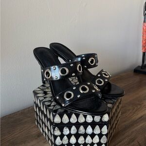 Nordstrom Black Mules with Silver Details